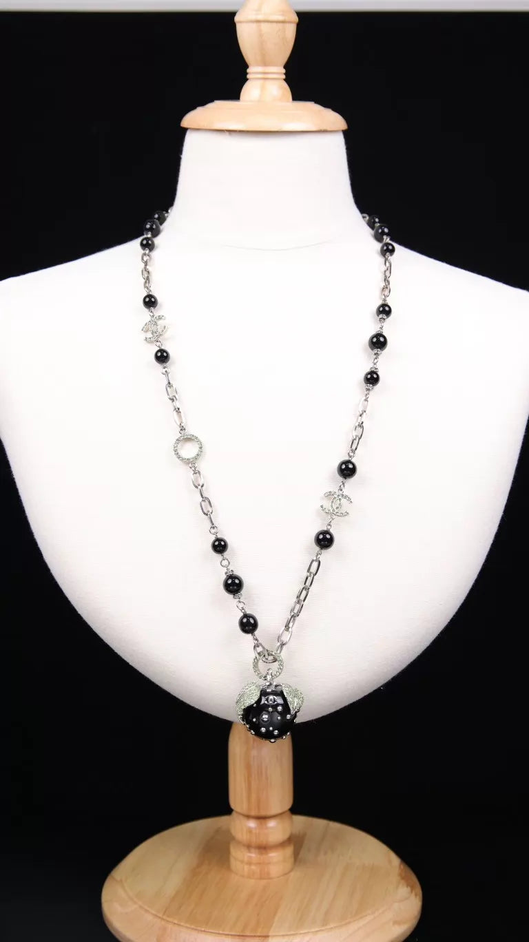 Chanel 06 Black Diamond Apple Pendant Long Necklace