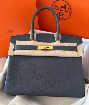 Hermes Birkin 30 Gris Misty Togo Gold hardware