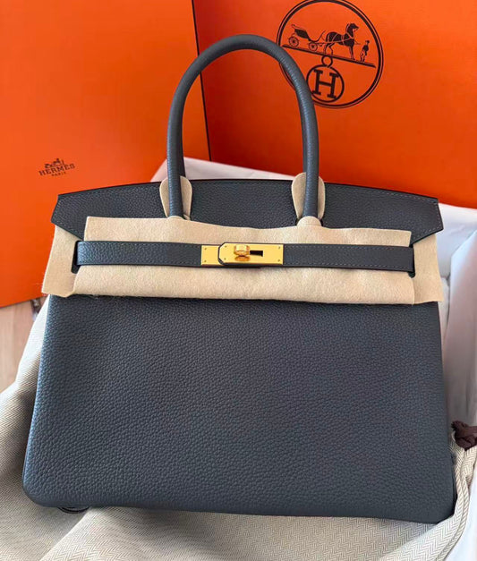 Hermes Birkin 30 Gris Misty Togo Gold hardware