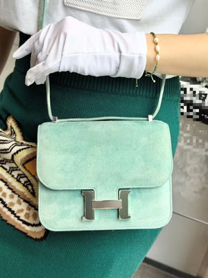Hermes Constance 18 Bleu Atoll Doblis Palladium hardware