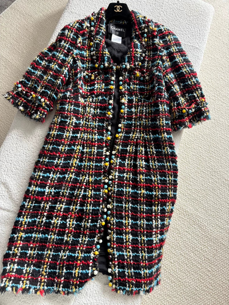 Chanel 07A black Tweed Woven Beaded Jacket