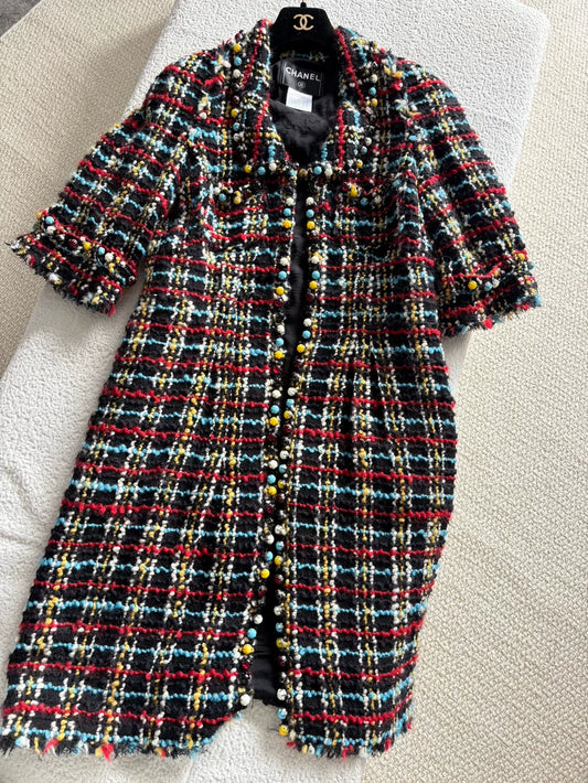 Chanel 07A black Tweed Woven Beaded Jacket