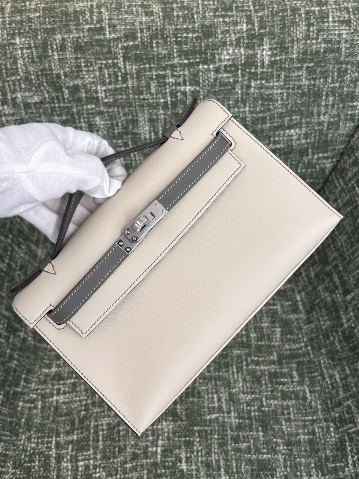 Hermes Kelly Pochettes HSS nata x Gris Meyer with Meyer stitching palladium hardware