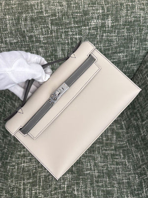 Hermes Kelly Pochettes HSS nata x Gris Meyer with Meyer stitching palladium hardware
