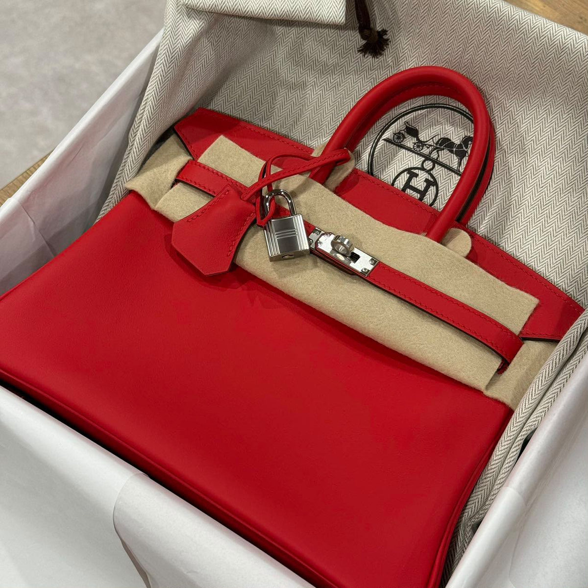 Hermes Birkin 25 Rouge de Coeur Swift Palladium hardware