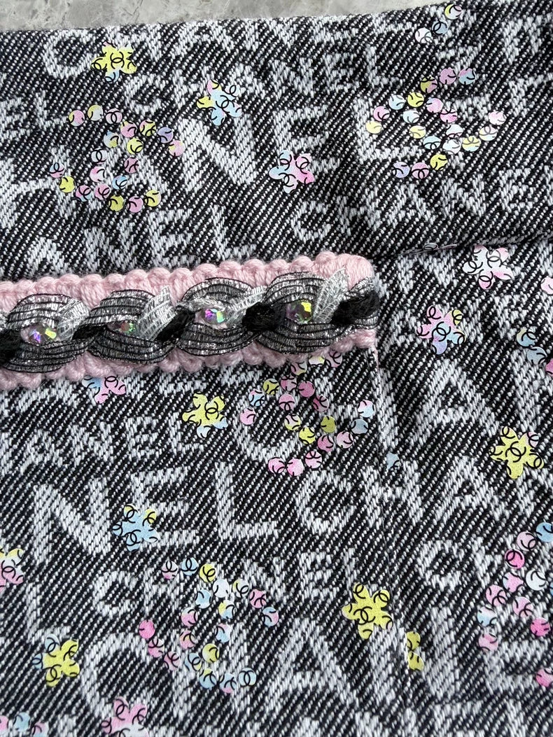 Chanel 24c all-over logo print midi skirt
