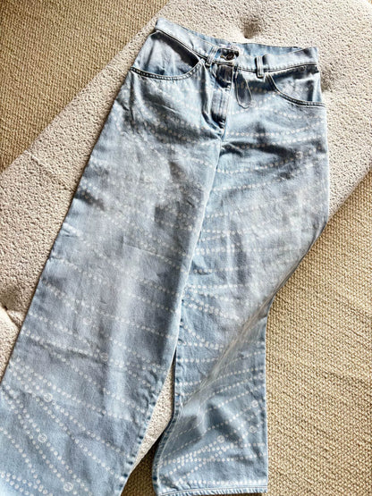 Chanel 25P light blue pearl trousers