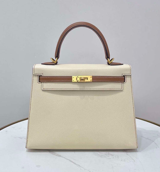 Hermès Kelly 25 Hss Craie X Gold Brushed Palladium Hardware