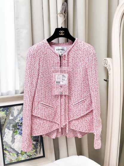 Chanel 16s pink mixed-color jacket and skirt