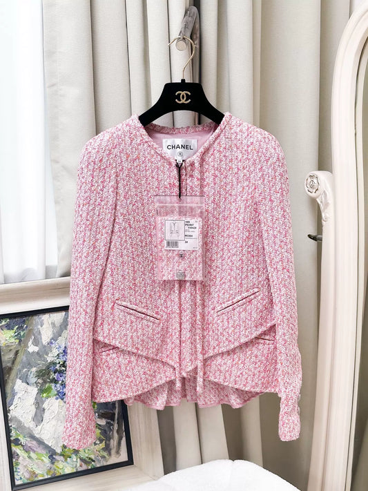 Chanel 16s pink mixed-color jacket and skirt