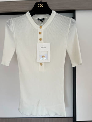 Chanel 26B off-white ice silk top