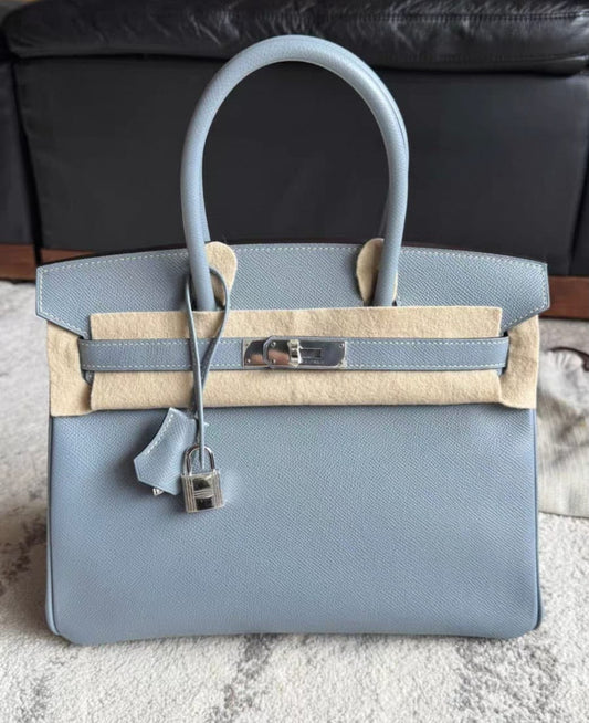 Hermes Birkin 30 Bleu Lin Epsom Palladium hardware