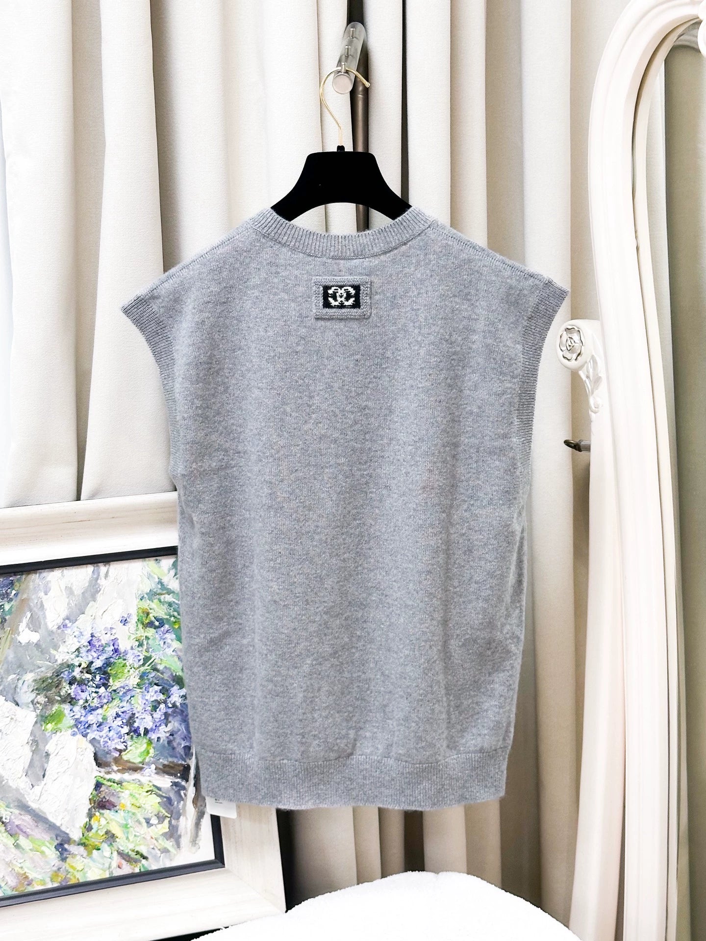 Chanel 26P grey cashmere vest top