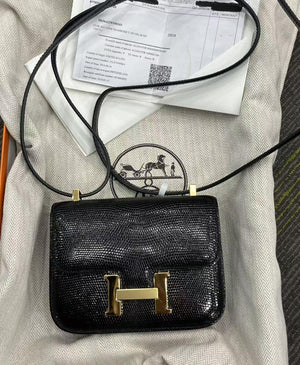 Hermes constance 14 Micro Black Lizard Palladium hardware