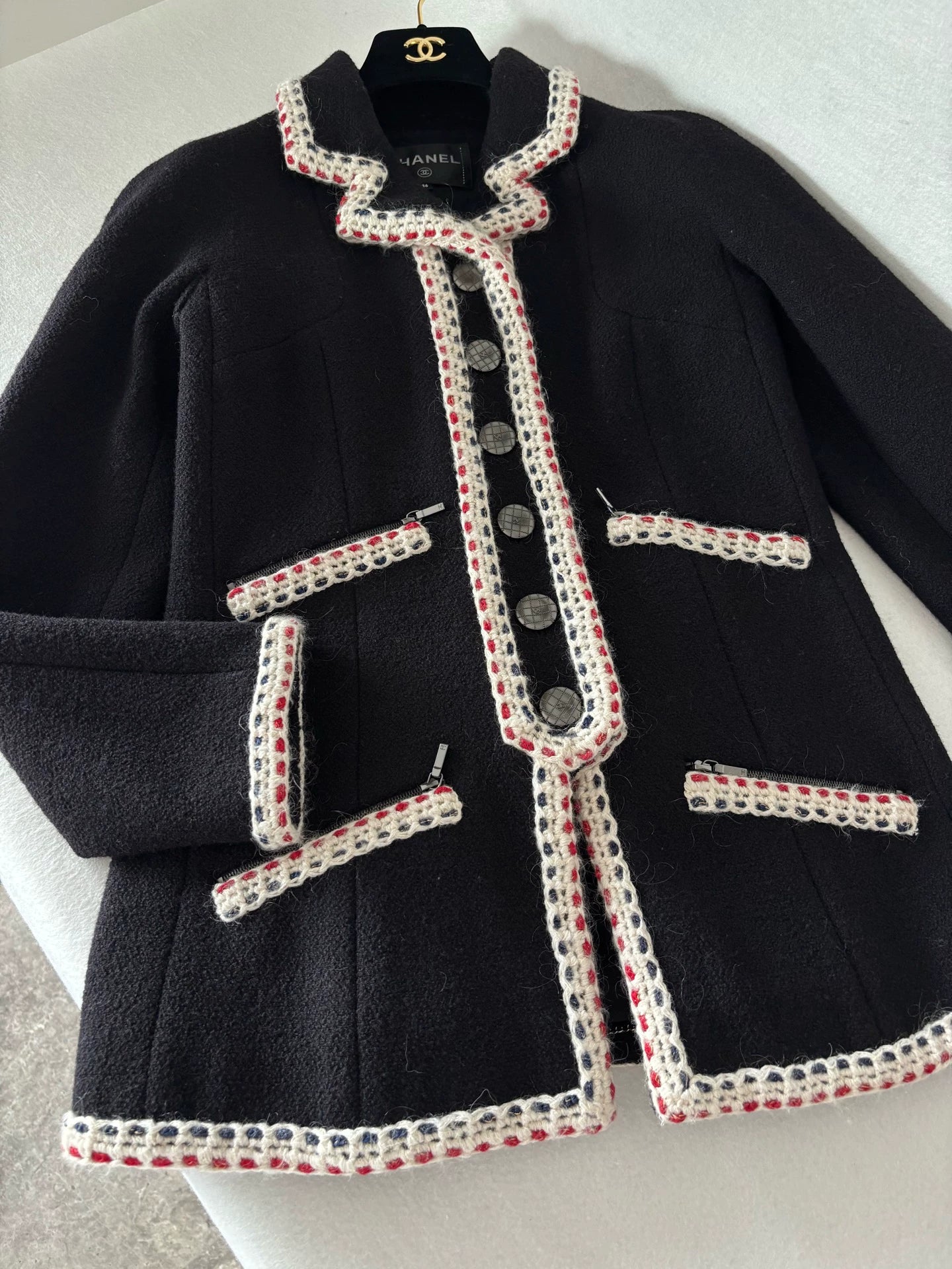 Chanel black Red and White Trim Jacket