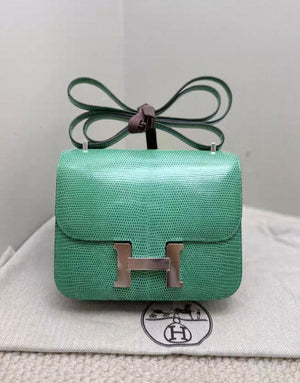Hermès constance 18 Menthe Lizard palladium hardware