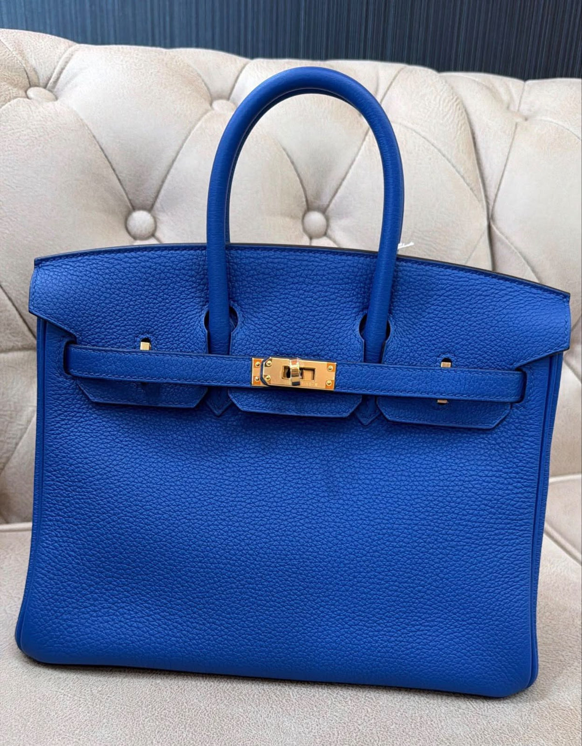 Hermes Birkin 25 Bleu de France Togo Gold hardware