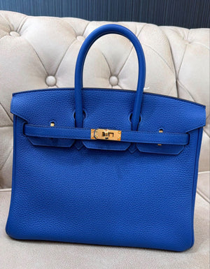 Hermes Birkin 25 Bleu de France Togo Gold hardware