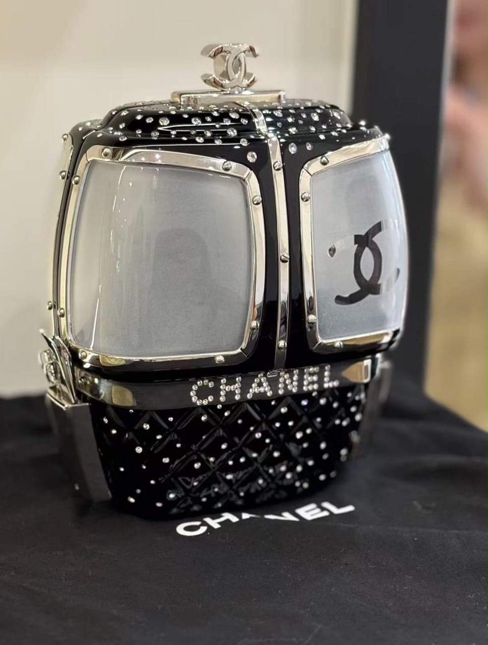 Chanel Limited edition ski cable lift acrylic/crystals Palladium hardware