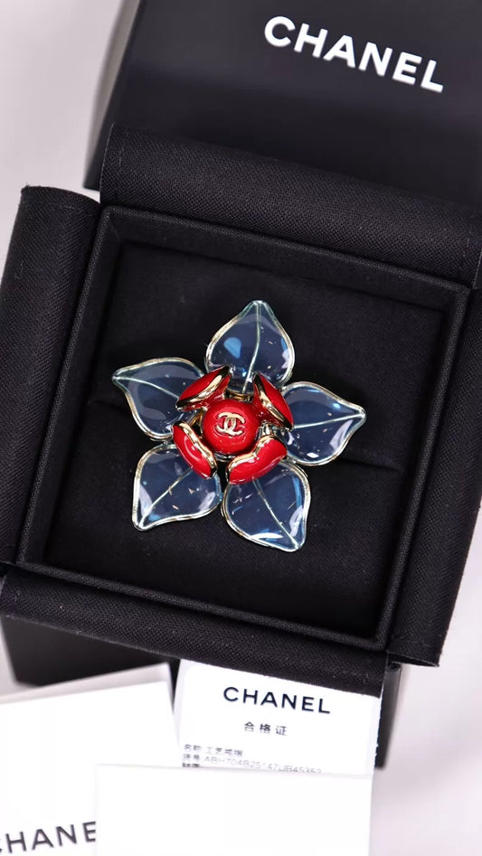 Chanel 26A Blue Glass Flower Ring