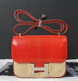 Hermes Constance 18 sanguine lizard palladium hardware