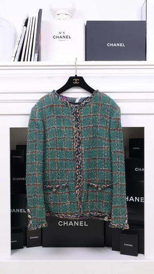 Chanel 23A Green Tweed Jacket