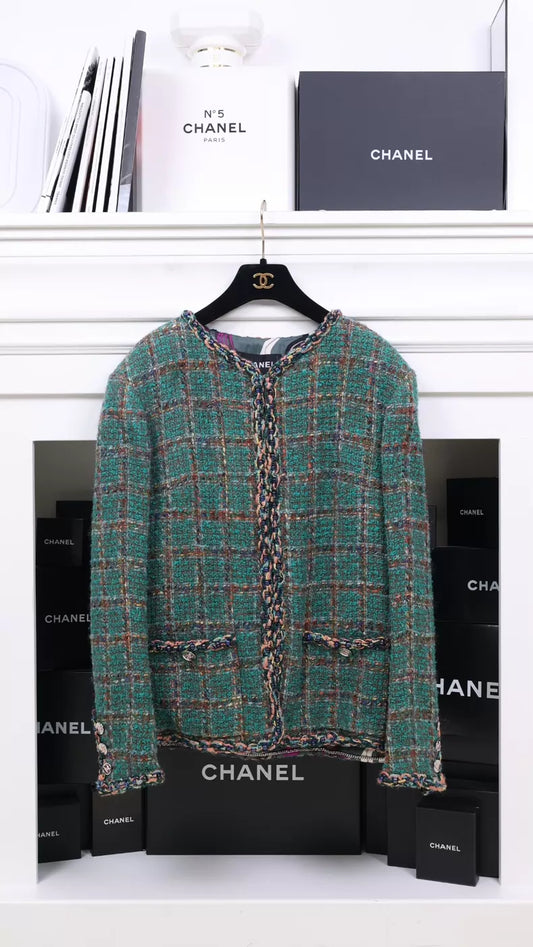 Chanel 23A Green Tweed Jacket