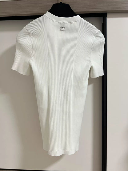 Chanel 25B white knit t-shirt