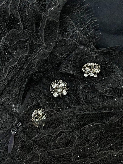 Chanel black lace dress