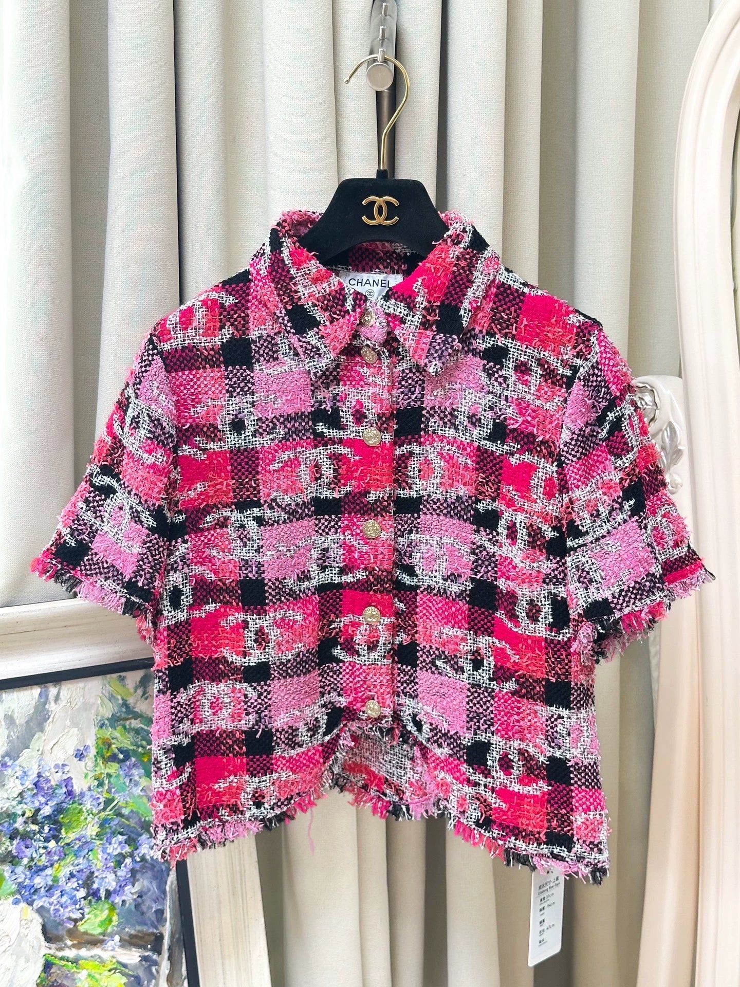 Chanel 22M pink tweed jacket