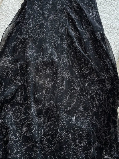 Chanel 23K Black Polka Dot Camellia Print Dress