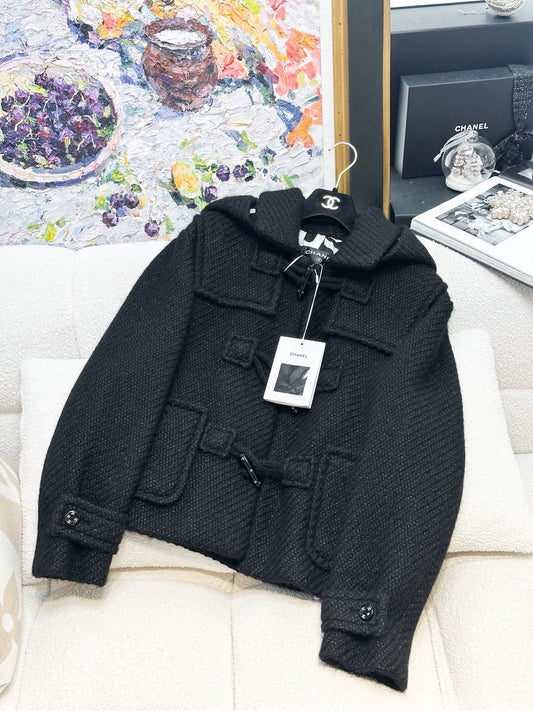 Chanel 21B black tweed coat