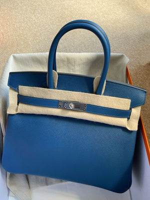 Hermes Birkin 30 Bleu Fonce Epsom Palladium hardware