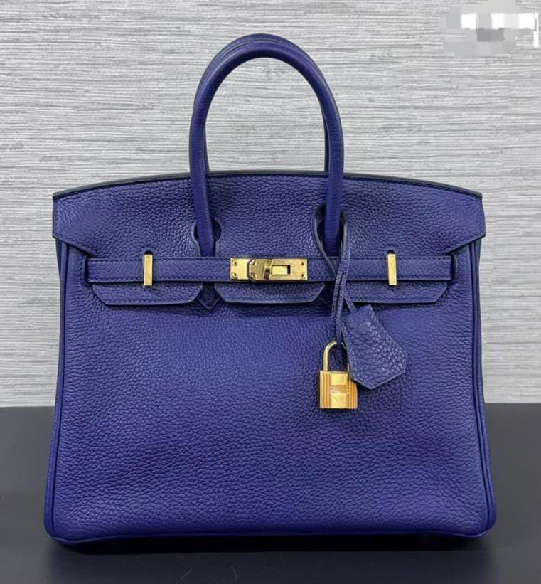 Hermes Birkin 25 Bleu Encre Togo Gold hardware