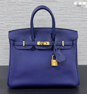 Hermes Birkin 25 Bleu Encre Togo Gold hardware