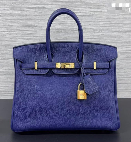Hermes Birkin 25 Bleu Encre Togo Gold hardware