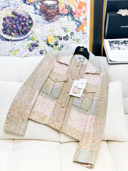 Chanel 24C gold multicolore tweed jacket