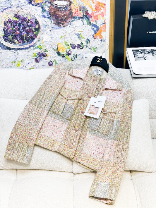 Chanel 24C gold multicolore tweed jacket