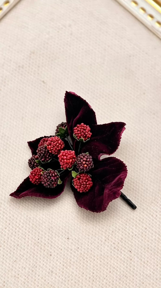 Chanel Raspberry Velvet Brooch