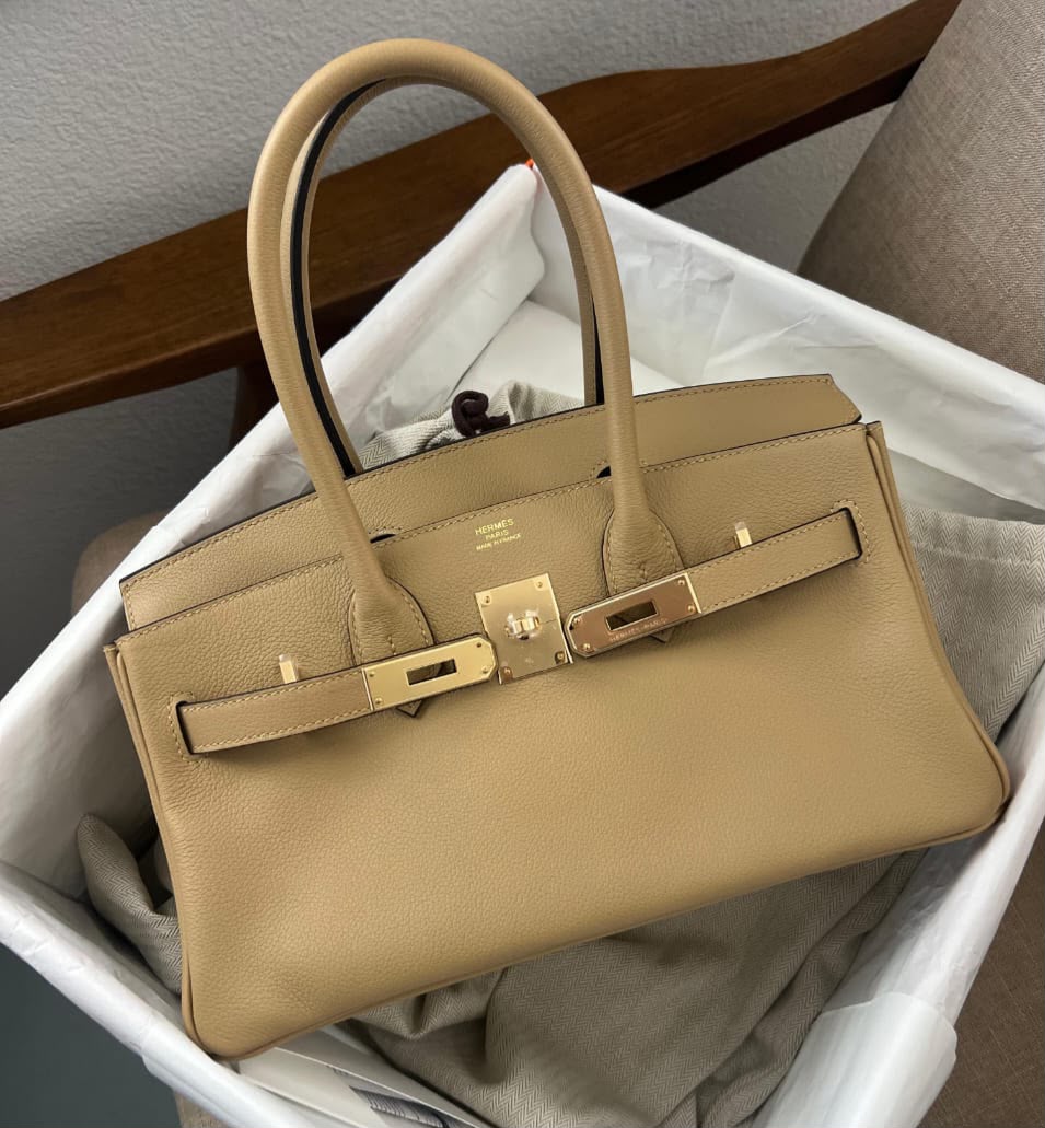Hermes Birkin shoulder Poussiere gold hardware