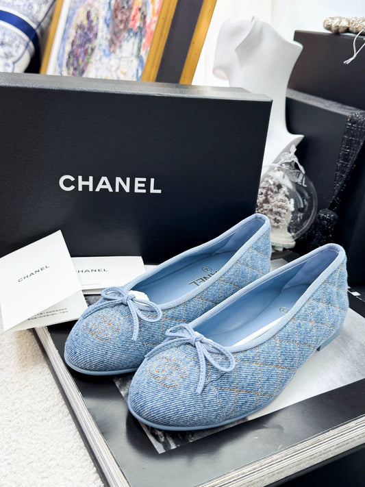 Chanel 26B denim ballet flats