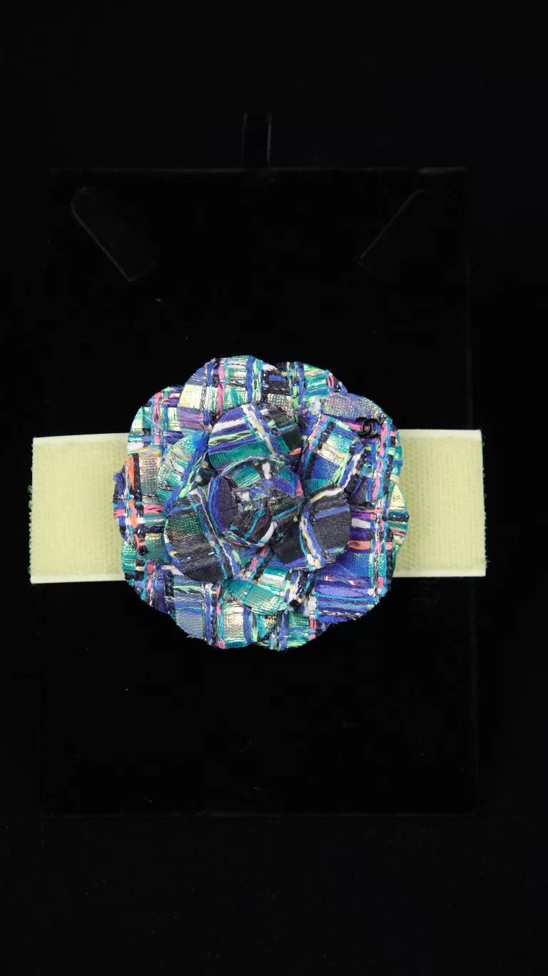 Chanel blue multicolour floral brooch