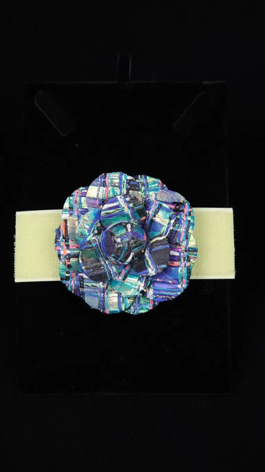Chanel blue multicolour floral brooch