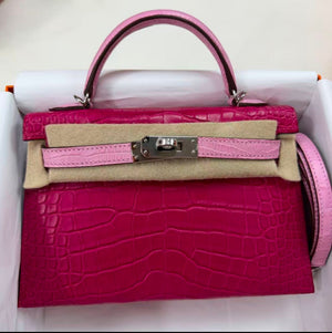 Hermes Mini Kelly 20 HSS Framboise / 5P Matte Alligator Palladium hardware