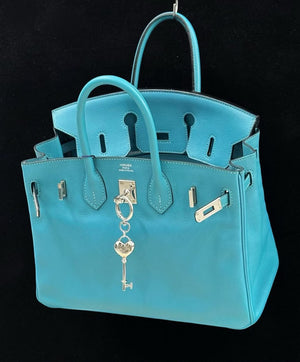 Hermes Birkin 25 Turquoise Swift Palladium hardware