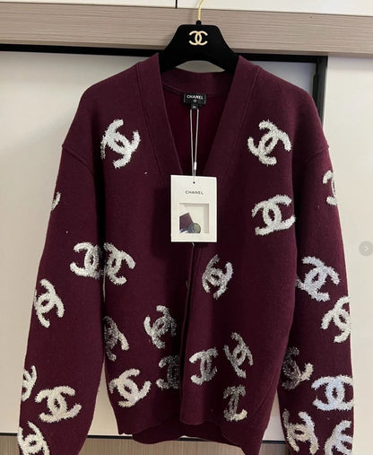 Chanel 22A burgundy cardigan