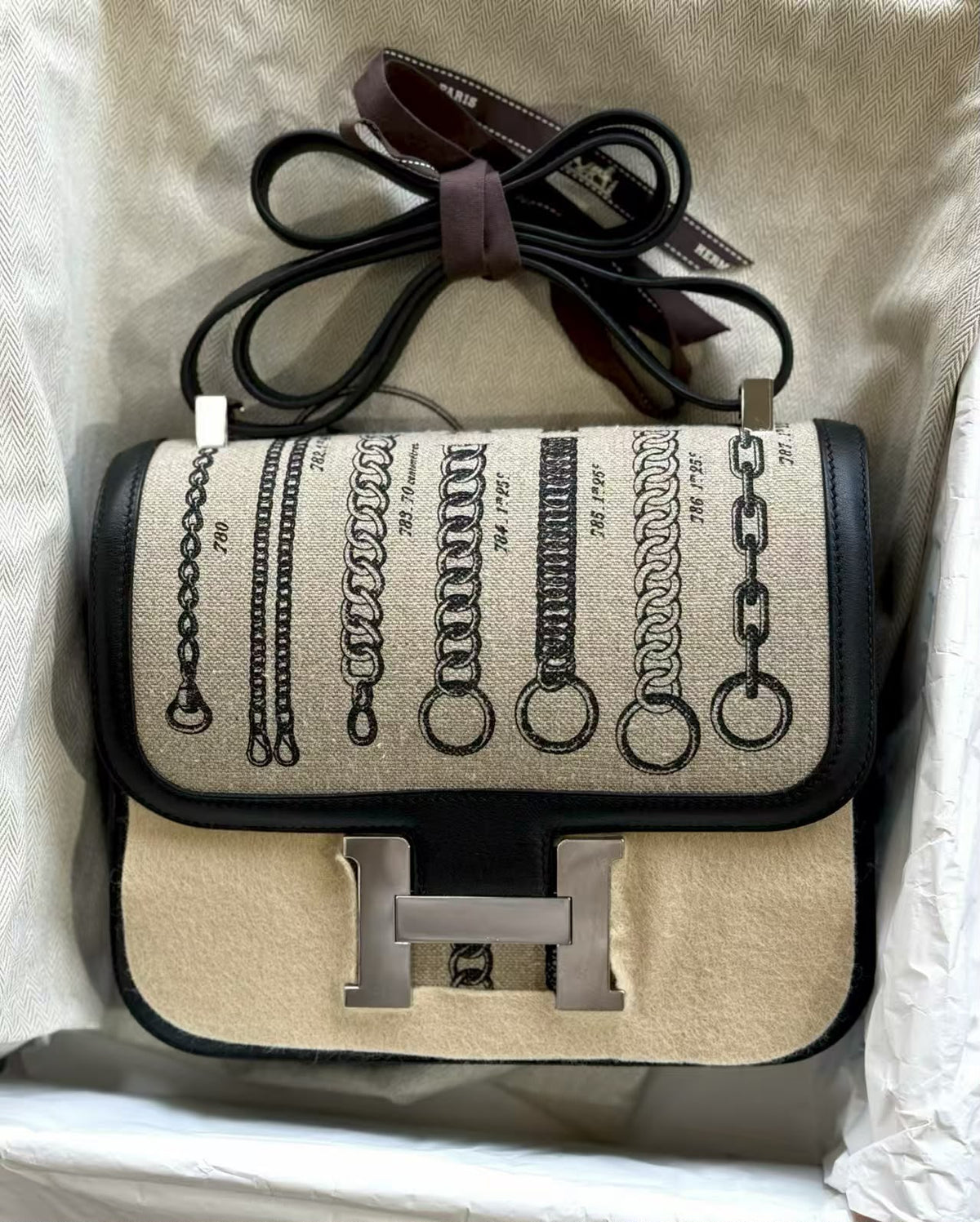 Hermes Constance 24 Déchaîné Toile de Camp Palladium hardware