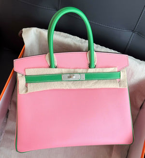 Hermes birkin 30 HSS Bubblegum / Bambou Epsom Brushed palladium hardware