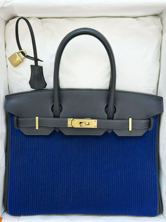 Hermes Birkin 30 cote blue sapphire gold hardware