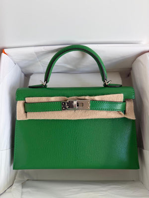 Hermes Kelly 20 Bambou Chevre Palladium hardware